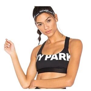 Ivy Park Women's Black Medium Support Moisture Wicking Sports Bra Size L